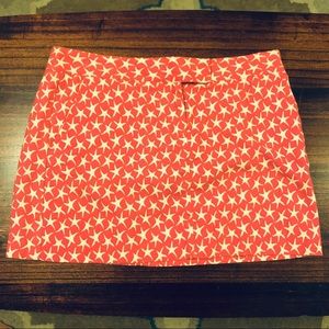 J. Crew Pink and White Starfish Miniskirt